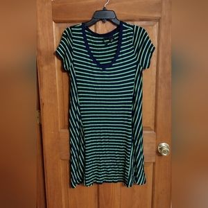 Green and navy striped dress size large